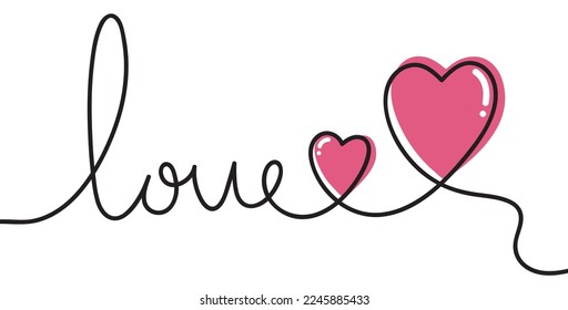 Love one line art.Continuous line drawing of love sign. Heart. Abstract love symbol. Continuous line art drawing vector illustration.