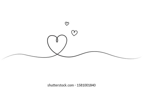 Love one line drawing, love vector hand drawn graphic symbol, illustration, line art