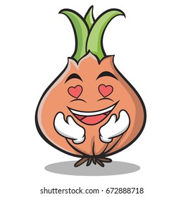 In love onion character cartoon