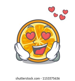 In love orange mascot cartoon style