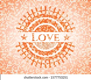 Love orange mosaic emblem. Vector Illustration. Detailed.