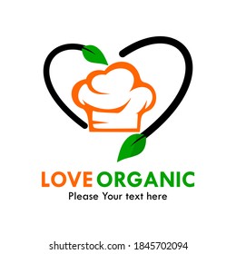 love organic logo template illustration with toque inside heart.