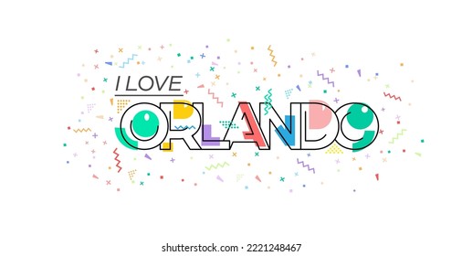 I love Orlando. Vector lettering for postcards, posters, posters and banners. Flat design