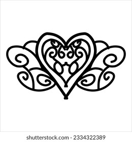 love ornament illustration, valentines day ornament, love icon design with attractive kha carving for valentines celebration