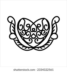 love ornament illustration, valentines day ornament, love icon design with attractive kha carving for valentines celebration