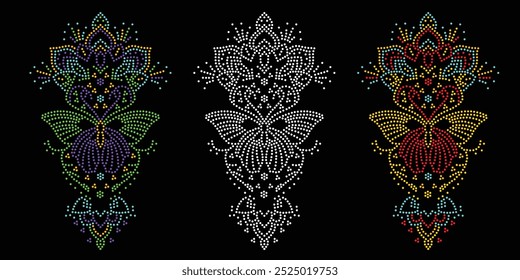 Love Ornament Rhinestones, Flower Design, Ornament Fabric Rhinestone Design, Butterfly Wings Rhinestone Design, Rhinestone Design, Pattern, Rhinestone T-shirt, Butterfly Wings