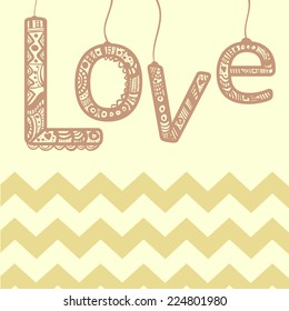 Love ornament sign with zigzag. Modern style chevron