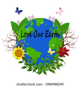 Love Our Earth background with Earth peace theme vector design illustration 08