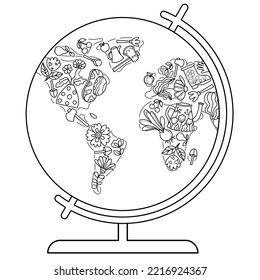 Love our planet, there is no planet B. Hand drawn coloring page for kids and adults. Eco concept, zero waste. Beautiful drawing with patterns and small details. Coloring book pictures. Vector