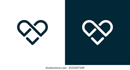 Love outline art logo and the letter V L underneath it