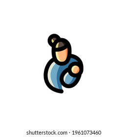 Mother’s Love Outline Icon Logo Vector Illustration
