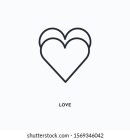 Love outline icon. Simple linear element illustration. Isolated line Love icon on white background. Thin stroke sign can be used for web, mobile and UI.