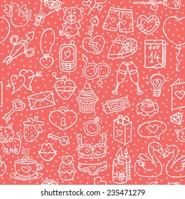 love outline pattern. vector outline seamless pattern with doodles for Valentine's day
