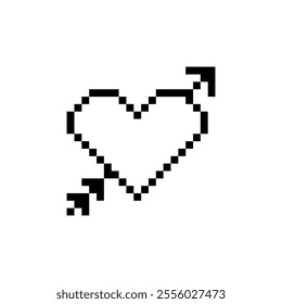 love outline retro pixel art
