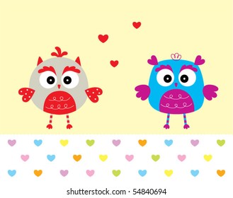 love owl couple doodle
