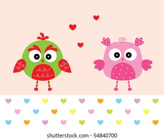 love owl couple doodle