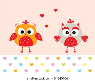 love owl couple doodle