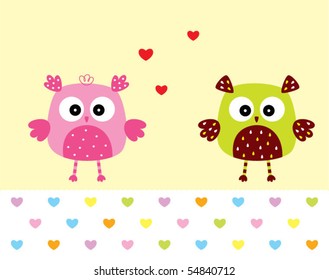 love owl couple doodle