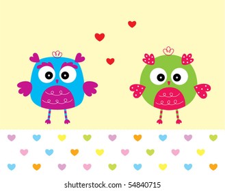 love owl couple doodle