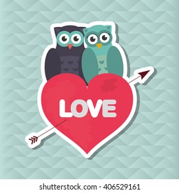 Love with owl design, vector illustration
