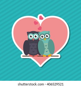 Love with owl design, vector illustration