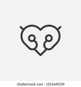 love owl linear logo template, vector