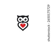 Love owl logo icon flat vector design
