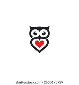 Love owl logo icon flat vector design