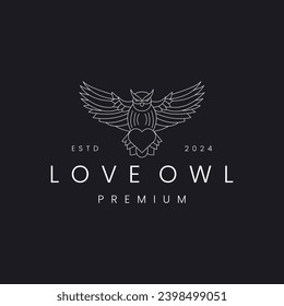 Love-Eule-Logo, Vektorsymbol zur Illustration von hipster vintage retro