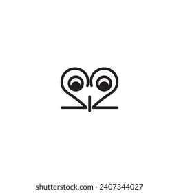 diseño de la ilustración de la línea de la cabeza abstracta del vector del búho de amor