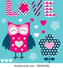 love owl vector illustration