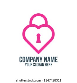 love padlock and abstract concept. logo, icon, idea, symbol and brand for company, corporate, foundation, business, startup and enterprise