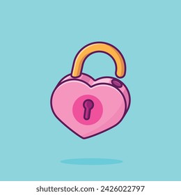 Love padlock cartoon vector illustration valentine concept icon isolated