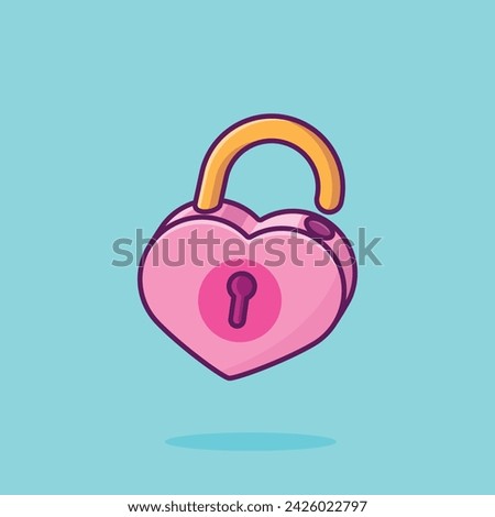 Love padlock cartoon vector illustration valentine concept icon isolated
