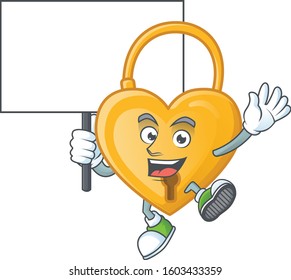 Love padlock cute cartoon character style bring board