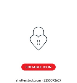 love padlock, everlasting love editable stroke icon, special valentine's icon