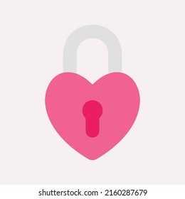 Icono de candado de amor en estilo plano, uso para presentación de aplicaciones móviles del sitio web