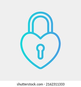 Icono de candado de amor en estilo gradiente, uso para presentación de aplicaciones móviles del sitio web