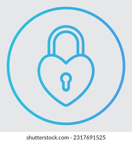 Icono de candado de amor en estilo gradiente, uso para presentación de aplicaciones móviles del sitio web