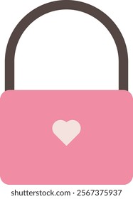 Love padlock icon vector illustration, valentines day illustration. Isolated on white background. 