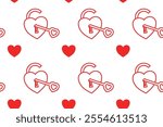 love padlock isolated seamless pattern on white background. padlock with heart line art vector pattern. beauty padlock with love pattern background. seamless pattern of love of padlock background