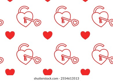 love padlock isolated seamless pattern on white background. padlock with heart line art vector pattern. beauty padlock with love pattern background. seamless pattern of love of padlock background