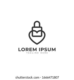 Love Padlock Logo Vector Icon Illustration