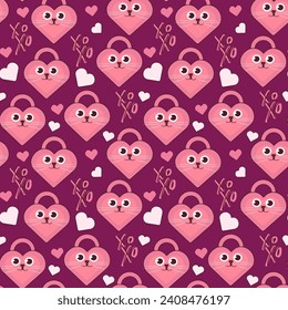  love padlock pattern with  hearts on a burgundy background