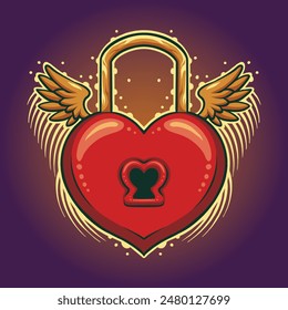 Love Padlock Vector Illustration for your work logo merchandise tshirt stickers