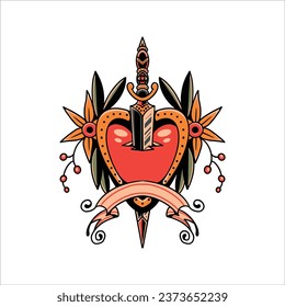 love pain tattoo vector design