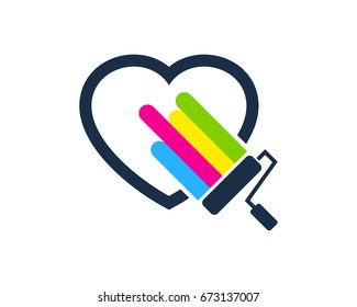 Love Paint Icon Logo Design Element