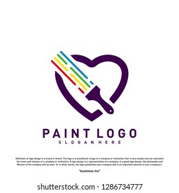 Love Paint Logo Design Concept Vector. Colorful Heart Logo Vector Template