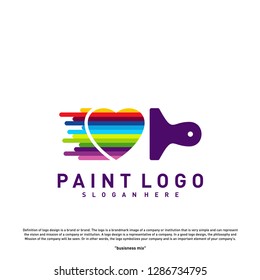 Love Paint Logo Design Concept Vector. Colorful Heart Logo Vector Template