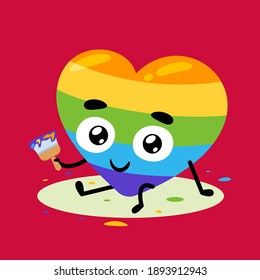 Love with the paintbrush. Isolated Vector Illustration
